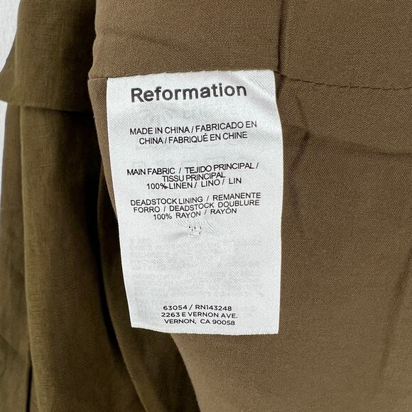 REFORMATION Brennan Linen Vest Top Womens 6 Olive Green Sleeveless Halter NEW - Picture 12 of 16